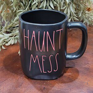 New Rae Dunn HAUNT MESS Black Coffee Mug 16 Oz